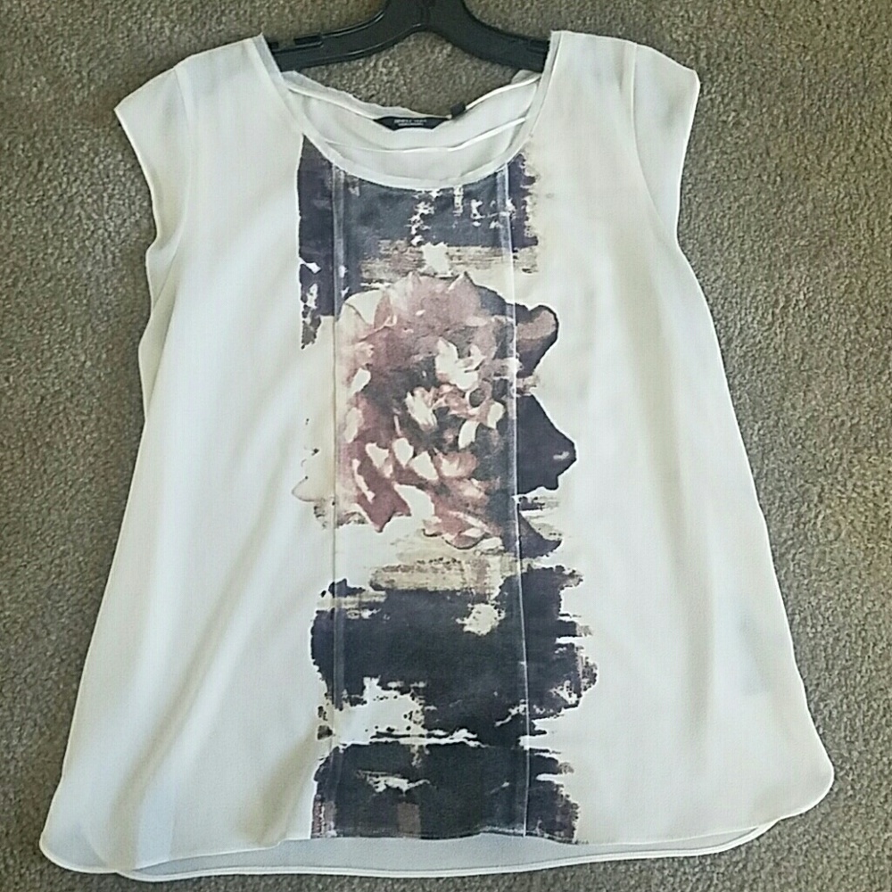 Dark floral velvet print, light fabric blouse
